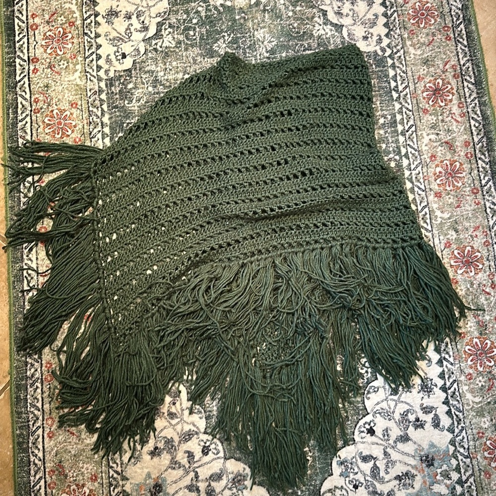 Forest Green Knitted Poncho